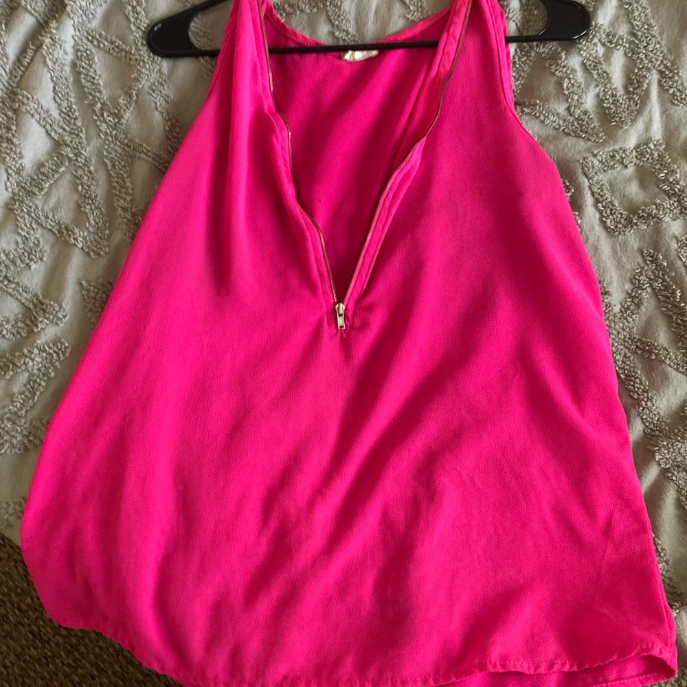 Pink zip up tank top